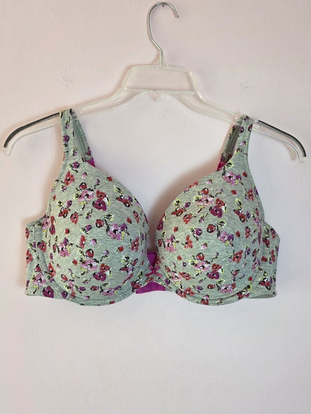 Women's Floral Light Gray T-Shirt Bra